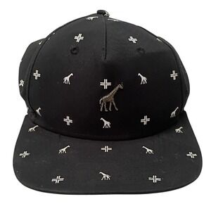 LRG True Heads Black All Over Print Giraffe Strapback Adjustable Hat Streetwear
